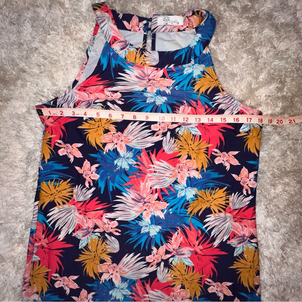Aryeh Tropical Halter Dress | Bright Multicolor A-Line Mini | Size Small - Picture 5 of 8